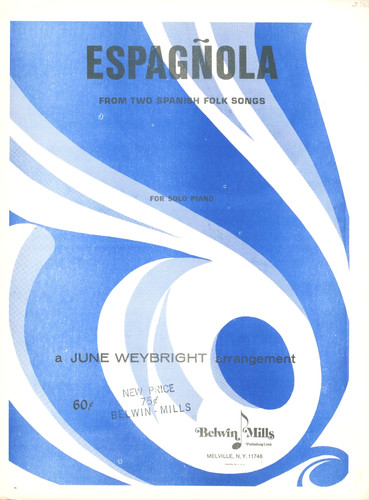 Espanola Piano Solo Sheet Music 1966 Weybright Spanish Folk Songs