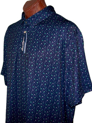 BEN HOGAN Golf s/s WICKING UPF Sun Protection POLO sz 3XL FLAGS-PEACOAT MULTI