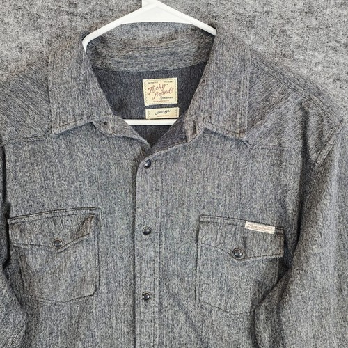 Lucky Brand Shirt Mens Large Gray Long Sleeve Western Button Down Casual - Picture 2 of 12