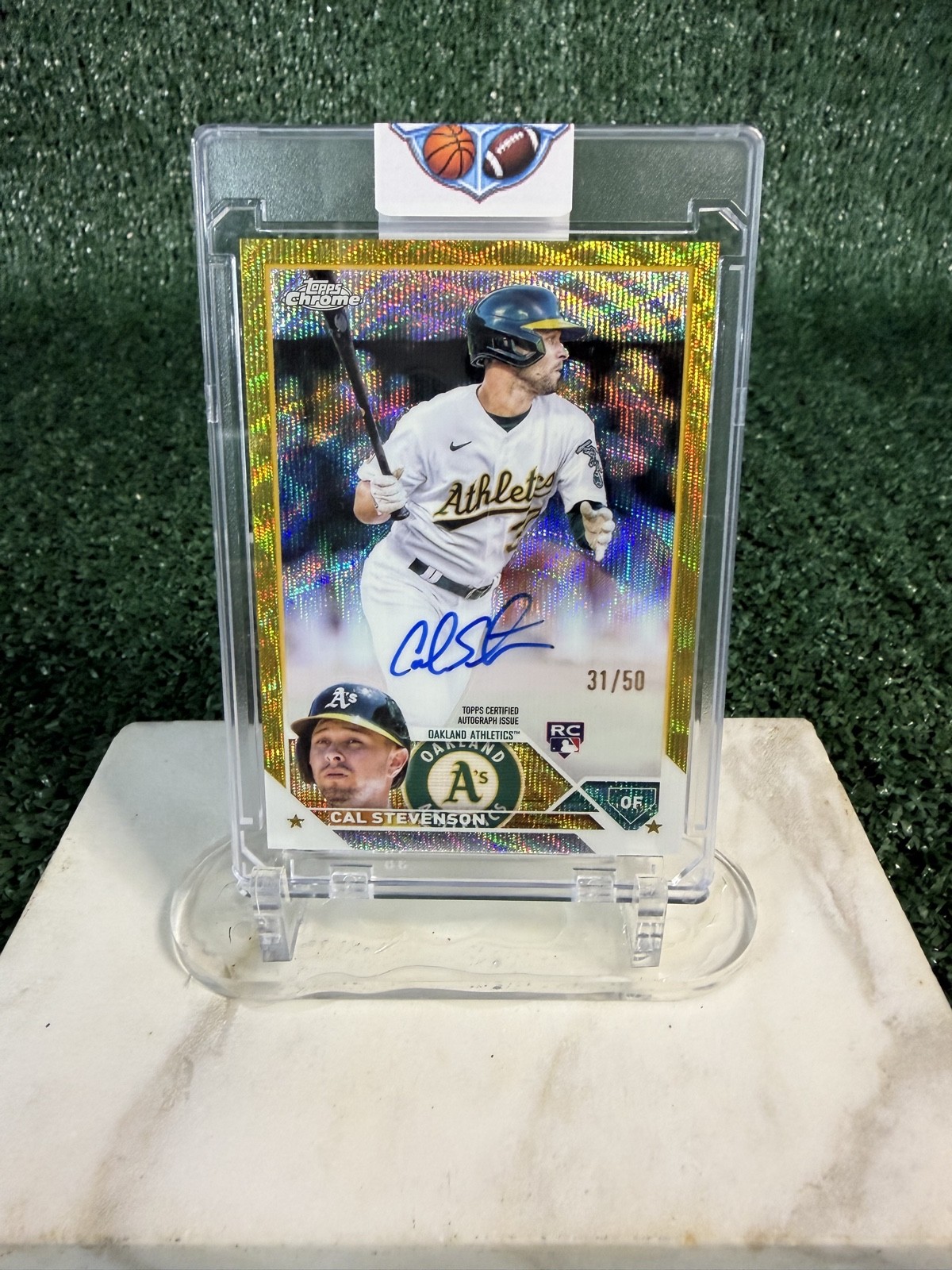 2023 Topps Chrome - Rookie Auto/50 Cal Stevenson #RA-CST Gold Wave Refractor