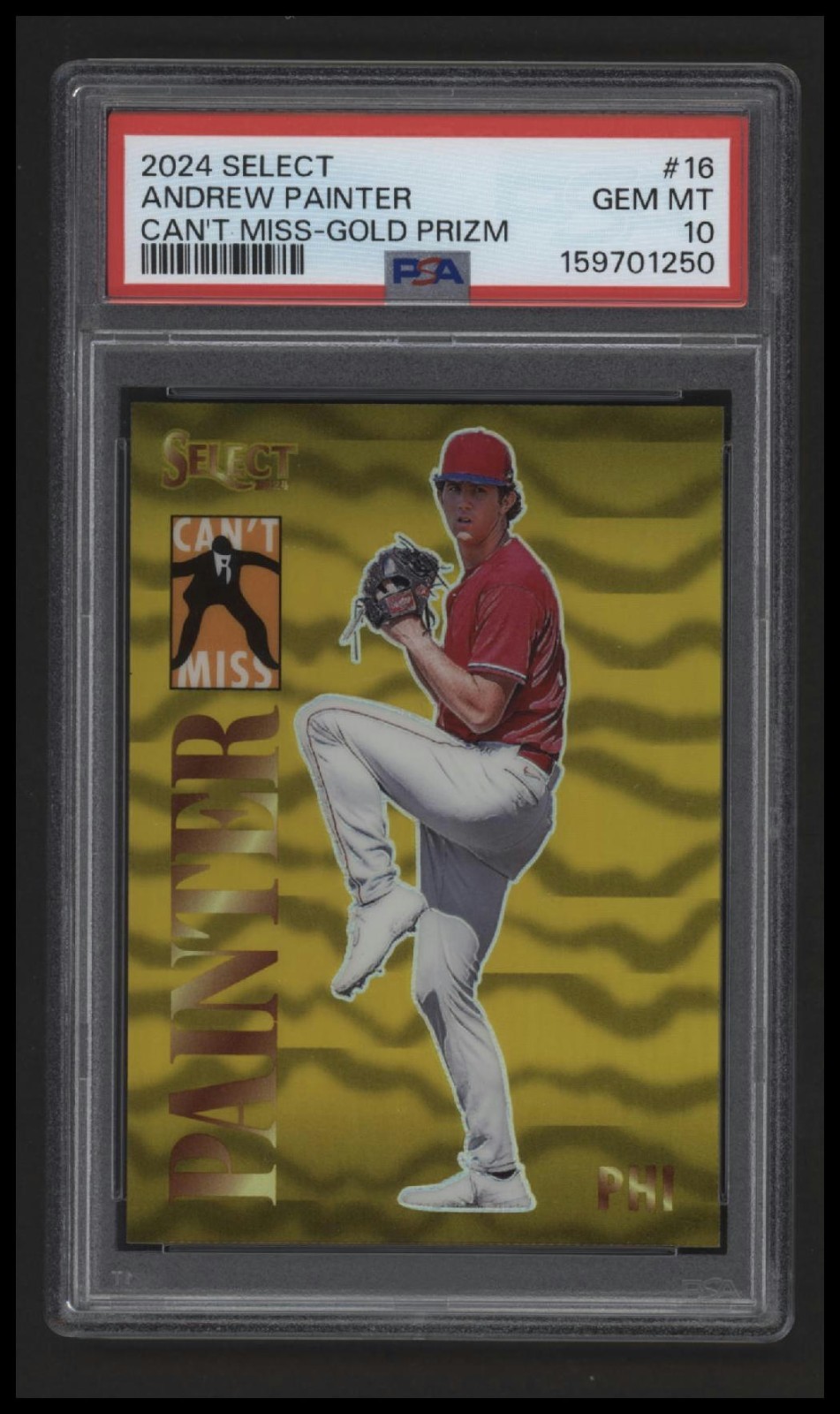 2024 Panini Select Andrew Painter #16 Can't Miss Gold Prizm /10 PSA 10 GEM