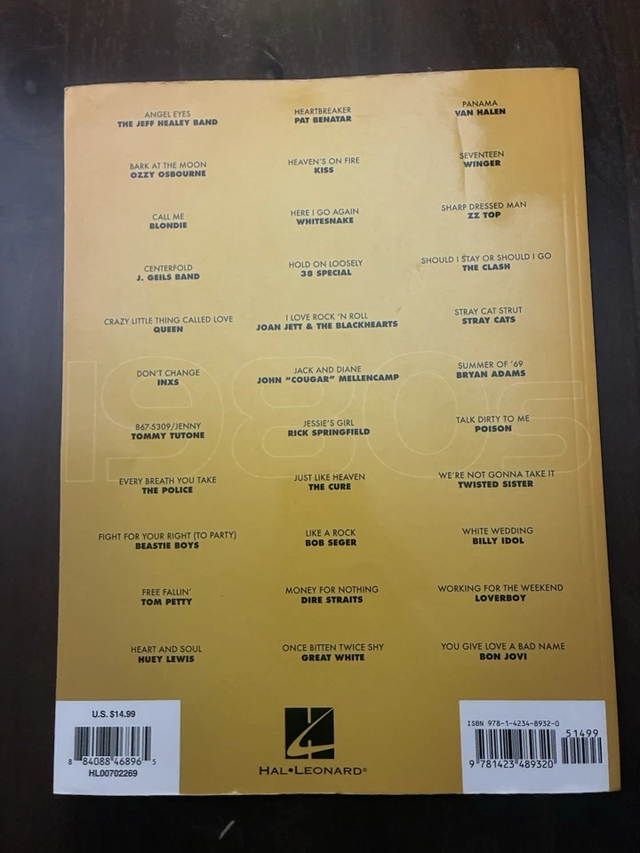 1980s Rock for Easy Guitar Notes & Tab Sheet Music Chords Lyrics 33 Songs Book - Image 4 of 4