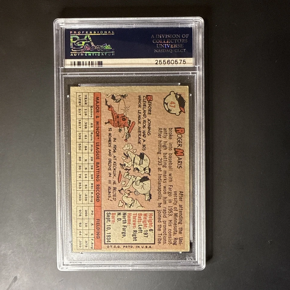 1958 Topps #47 Roger Maris - Rookie Card - HOF - PSA 6 EX-MT - Image 2 of 2