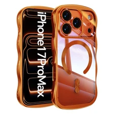 For iPhone Air 17 Pro Max 17 Magnetic Plating Wave Bumper Hard Back Slim Case