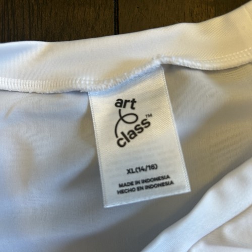 Art Class Girls Swim Shirt.Size Extra Large white Beach Long Sleeve Rash Guard - Picture 3 of 6