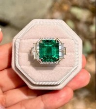 4.50 Ct Emerald Cut Natural Emerald Diamond rare Engagement Ring 14K Yellow gold