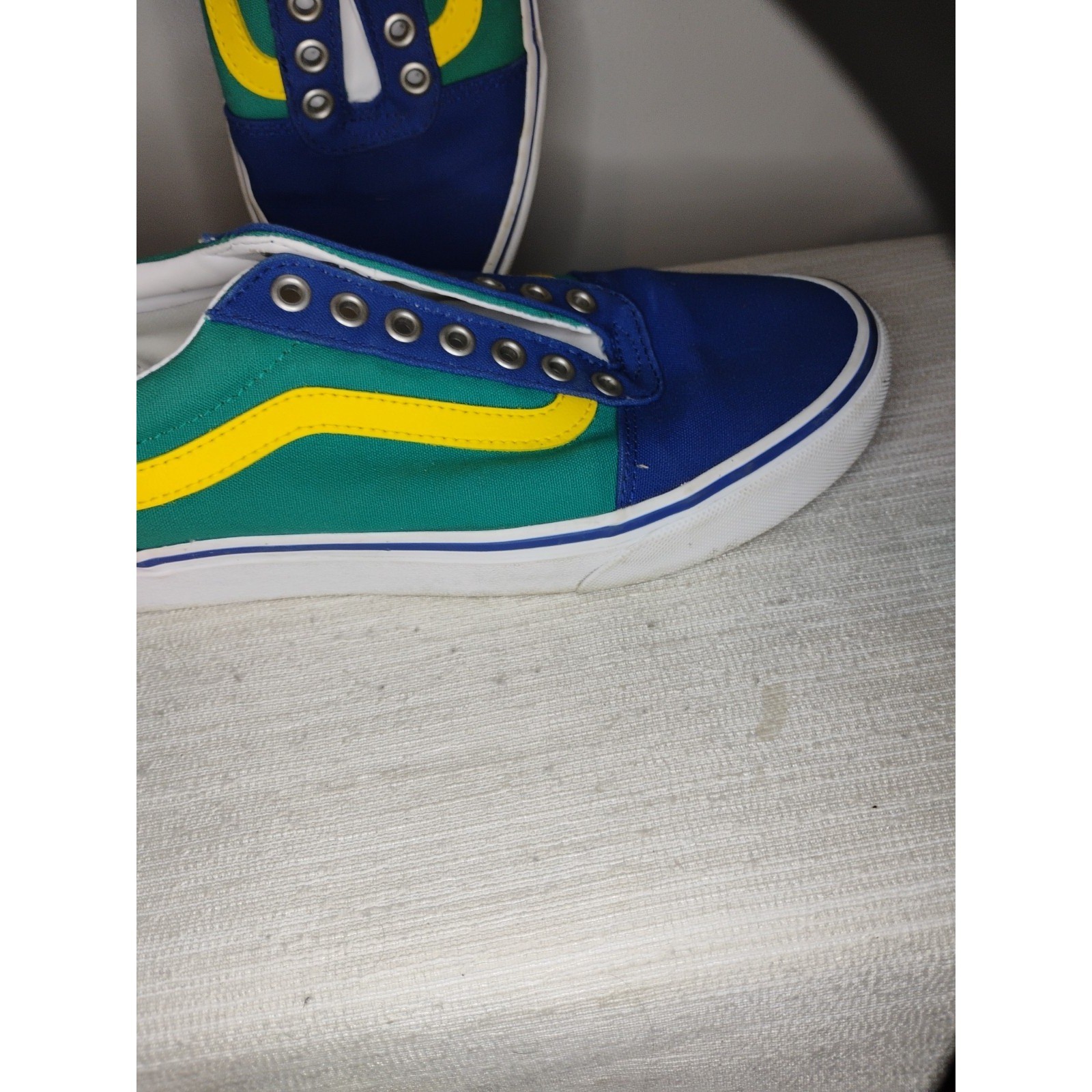 Vans Old Skool Men's 7 Off The Wall Laced Skate Shoes Blue Yellow Green Red Y2K thumbnail 6
