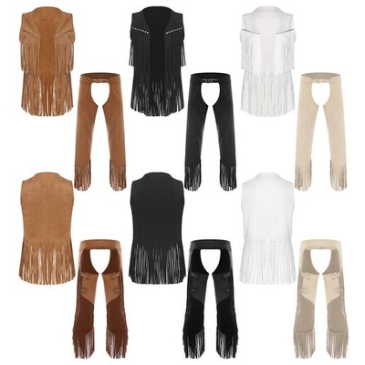Herren Weste Und Chaps Party Outfit Erwachsene Cowboy-Kostüm Western Cosplay