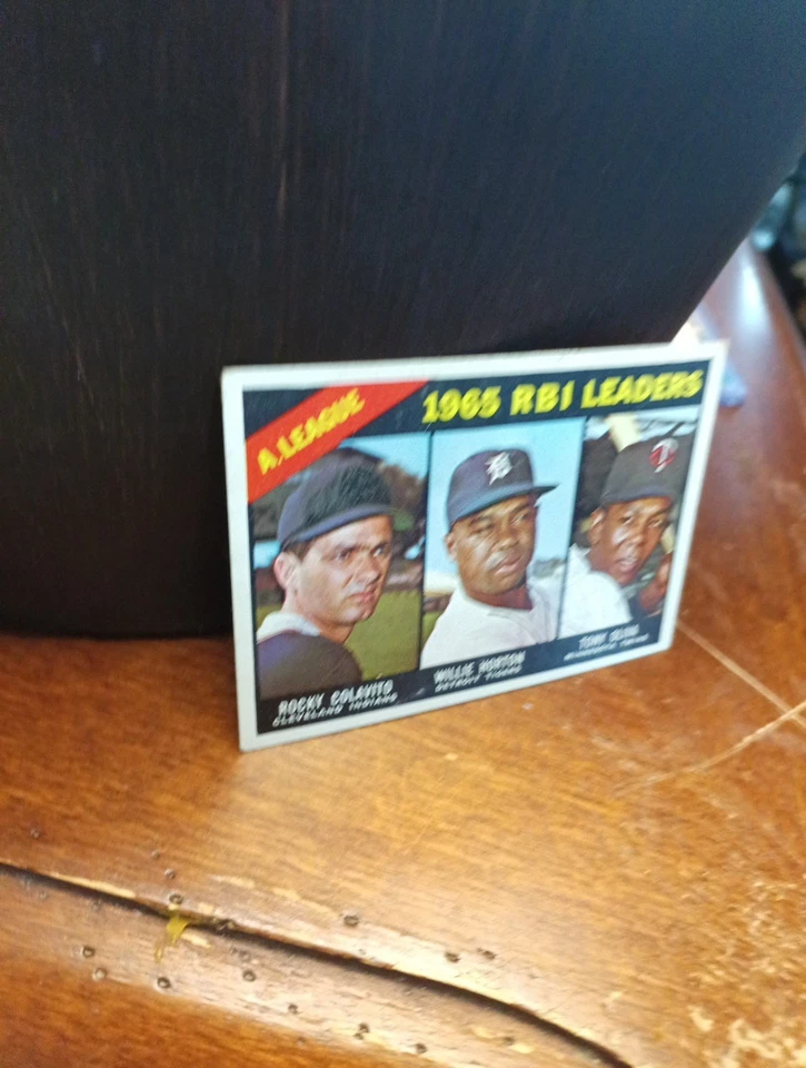 1966 Topps - Líderes de la Liga Tony Oliva, Rocky Colavito, Willie Horton #220 EX Foto 2 de 4