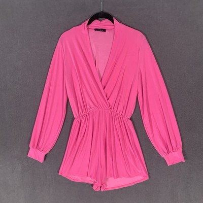 21 Saints Romper Women M Hot Pink Shorts Silky Festival Barbiecore Sexy Edm Rave