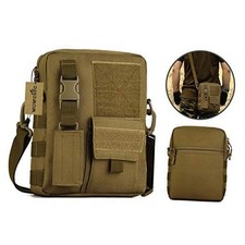 Small Canvas Messenger Bag Small Tactical Bag Crossbody Casual Coyote Brown