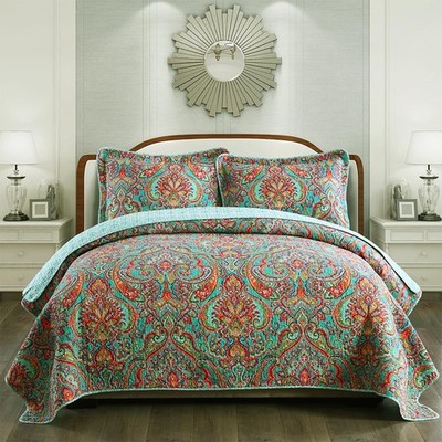 NEWLAKE Cotton Bedspread Quilt Sets-Reversible Patchwork Coverlet Set, Europe...