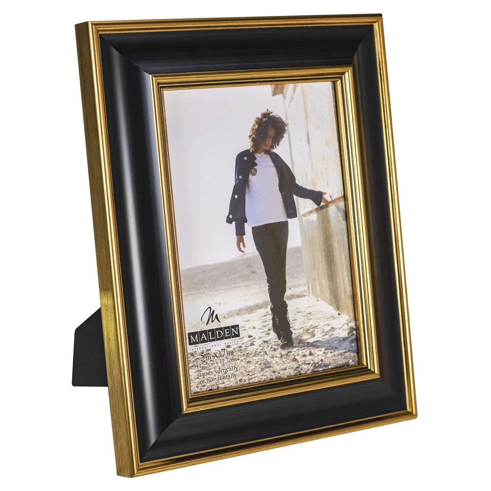 International Designs Black and Gold Fashion Wood Picture Frame, 5x7, Black - Image 2 of 4