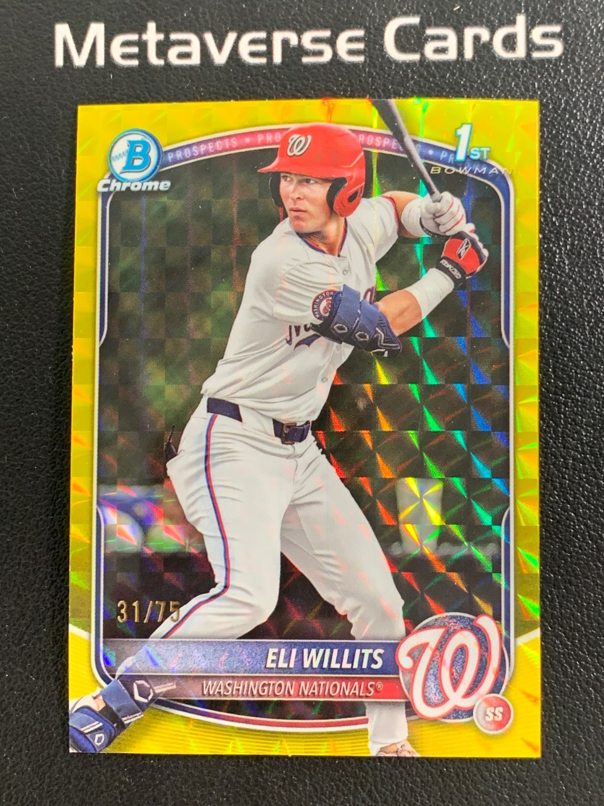 2025 Bowman Chrome Draft 1st Prospects Eli Willits Yellow Geometric Refractor/75