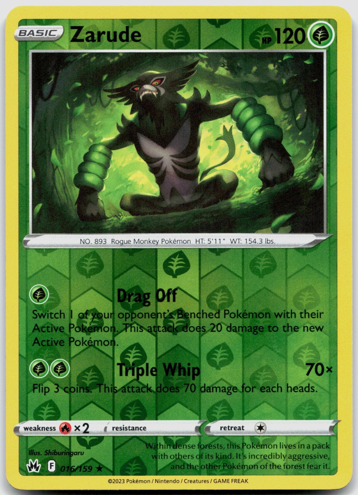 Zarude 016/159 SWSH: Crown Zenith POKEMON TCG Holo Rare