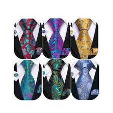 6 PCS Men Ties Set Silk Business Fashion Woven Necktie Handkerchief Cufflinks...