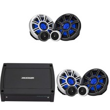 Kicker Premium Marine 2 Pair 6.5" Component Speaker and Amplifier bundle ...