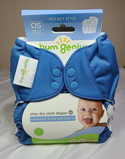 Bumgenius 4.0 Pocket Diaper Moonbeam Blue New Cloth Snap OS Newborn 8-35 Lbs