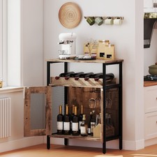 Wine Bar Cabinet Home Liquor Cabinet with Glass Holder-Grey Wash