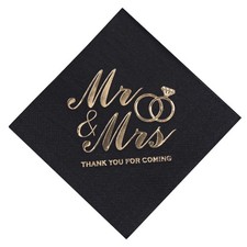 100 Pcs/Set Wedding Paper Cocktail Napkins Serviettes Mr & Mrs Party Table Decor