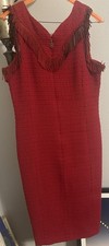 Chanel Paris-Dallas Red Tweed With Leather Fringe Dress Size 40