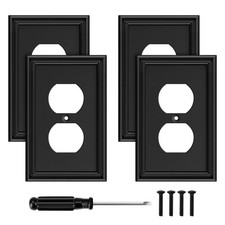 Black Modern Decorative Outlet Covers Wall Plate Electrical Switch Plates and...