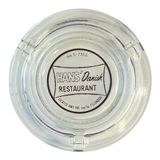 Vintage Hans’ Danish Restaurant Escondido Glass Ashtray Made in USA 1950s-1960s