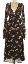Dolce & Gabbana Vintage Floral Print Sheer Silk Chiffon Brown Dress IT42
