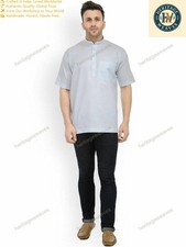 Mens Kurta Cotton Men Designer Ethnic Half Sleeve Kurta Plus Size Kurta S 7XL