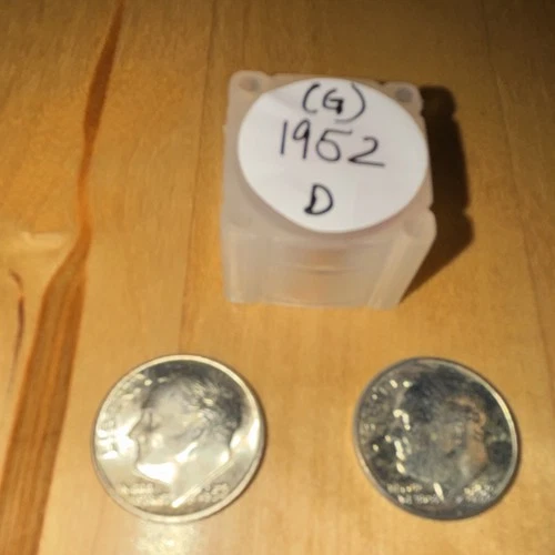 1952 D Roosevelt dime silver 50 coin roll. BU , nice with bronze toning