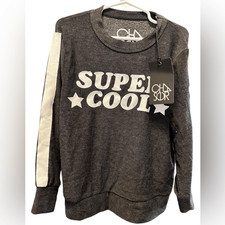 NWT Chaser Unisex Girl Boy Black Crew Neck Graphic Sweatshirt Super Cool -Size 6