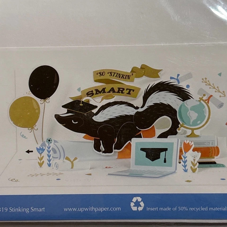 Skink Cap Gown With Paper Stinkin' Smart Graduation Money Holder Greeting Card - Image 4 of 4