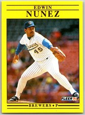⚾ 1991 Fleer Update #U-32 Edwin Nunez Milwaukee Brewers