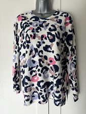 M&S Collection Cream Navy/Pink/Lilac Leopard Pint Crew Neck Jumper UK 16