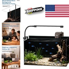 Rimless 5 Gallon Glass Fish Tank Kit with Filter and LED Light for Small Fish