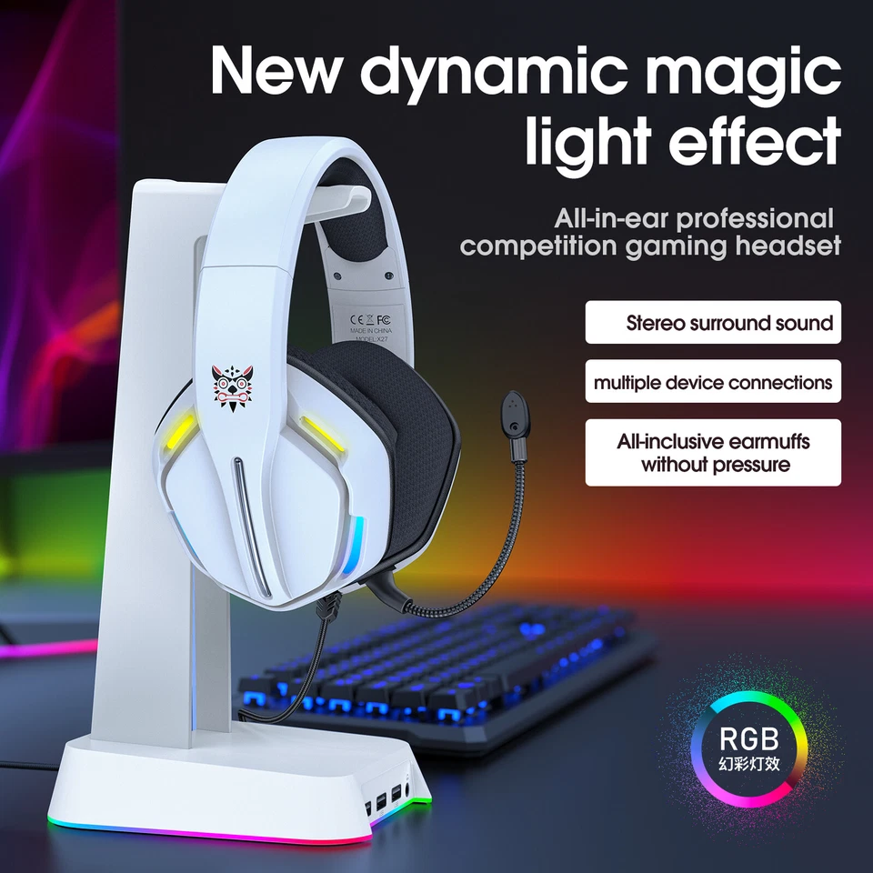 X27 USB 3.5mm LED Wired Gaming Headset Noise Canceling Headphone Mic for  Gamer - Image 3 of 4