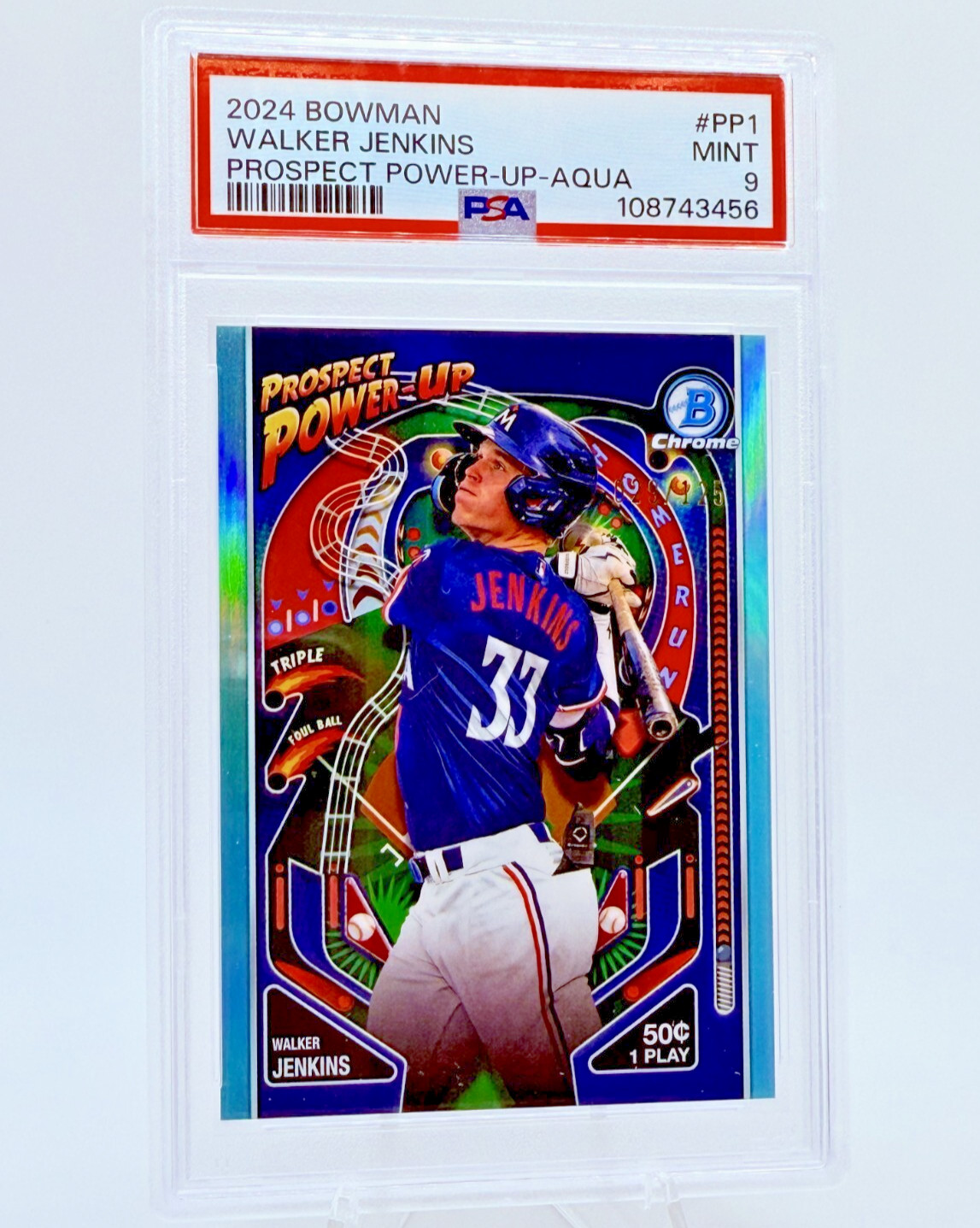 2024 Bowman Walker Jenkins /125 Chrome Aqua Refractor Prospect Power-Up