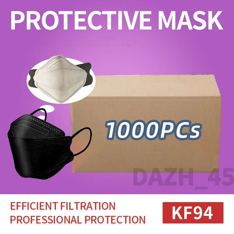 1000 PCs Black KF94 Disposable Face Mask 4 Layer Wholesale or Bulk buy Order