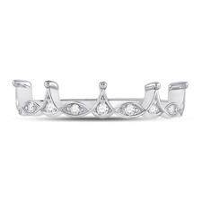 10kt White Gold Womens Round Diamond Crown Stackable Band Ring 1/5 Cttw
