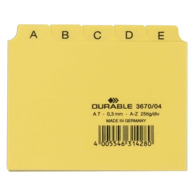 DURABLE Karteikartenregister A-Z gelb DIN A7 quer 25-teilig 