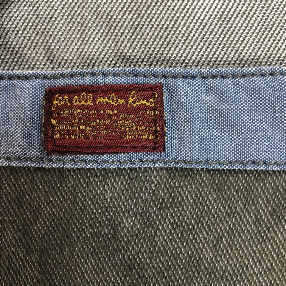 Camisa 7 For All Mankind para niño grande gris con botones manga larga mezcla de algodón Foto 3 de 4