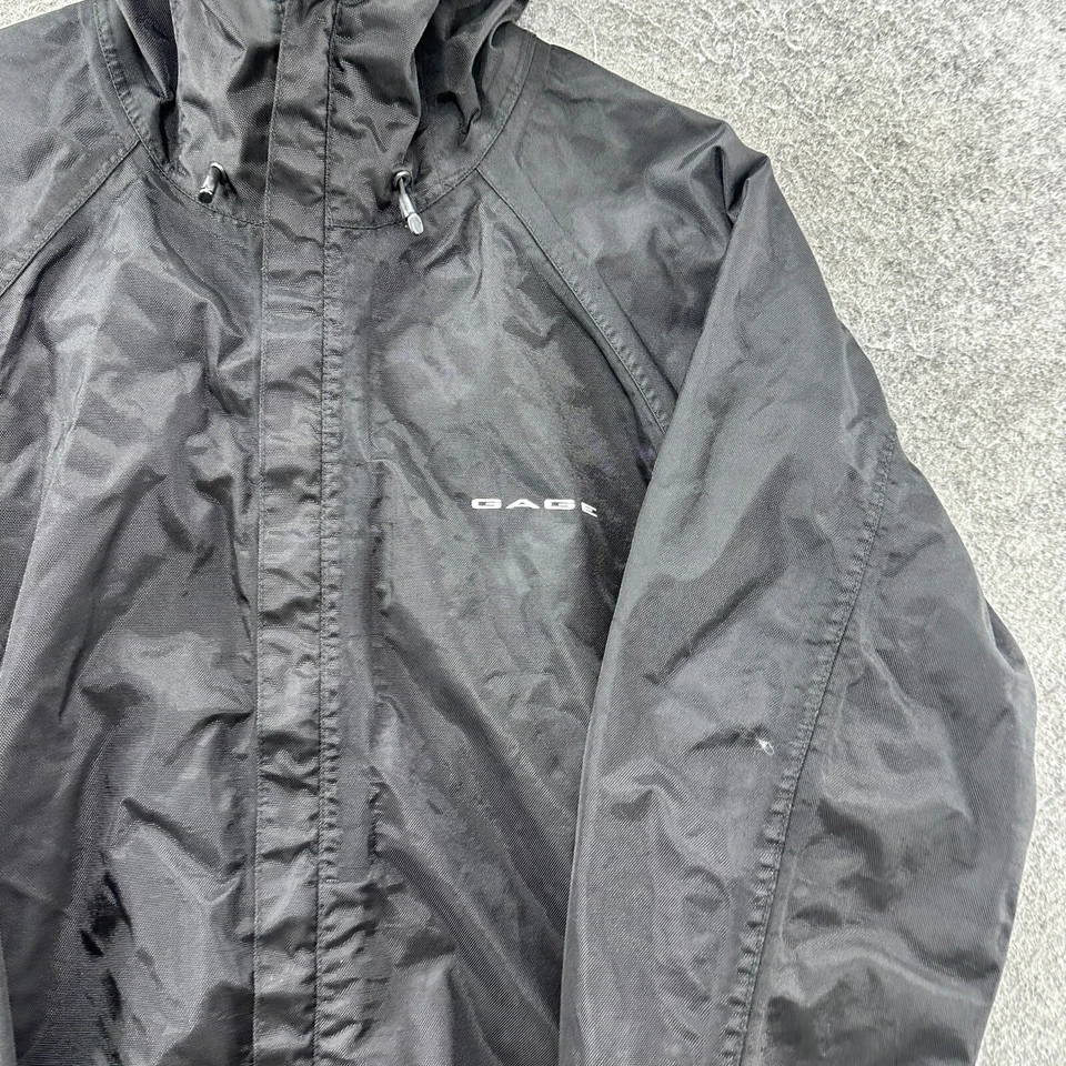 Grundens Jacket Mens XS Black Logo Full Zip Hooded Rain Coat Fishing Gear - Image 3 of 4