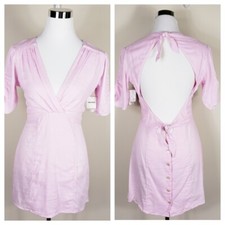 NWT FREE PEOPLE Pink Open Back Tie Mini Dress Size Small 