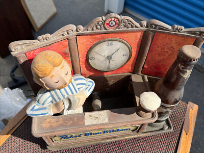 福*店様 Pabst Blue Ribbon 1970's壁掛け振り子時計　ライ Vintage Pabst Blue Ribbon Electric Advertising Clock PBR Beer Bar