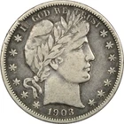 1903-S Barber Half Dollar 50C, Very Fine VF, Scratched