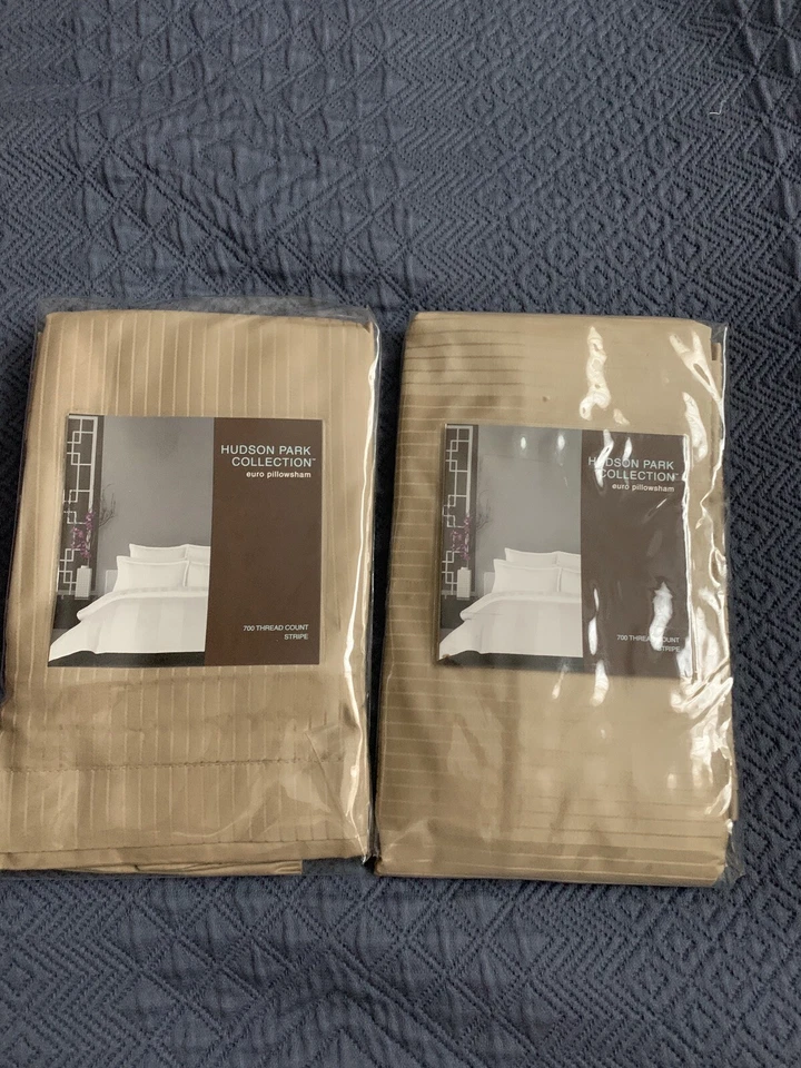 Dos fundas Euro Hudson Park 700 TC Rayas. Champagne. ¡Nuevo! Foto 3 de 4