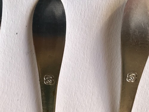 Mokkalöffel 6 Stück 20er Auflage vor 1922 Art Deco Länge 11 cm Perlmuster - Bild 6 von 7