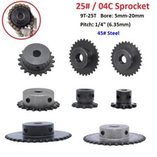 TOOTH CHAIN SPROCKET FOR 25 04C ROLLER CHAIN, 9-25T, PITCH 1/4" BORE 6-20mm