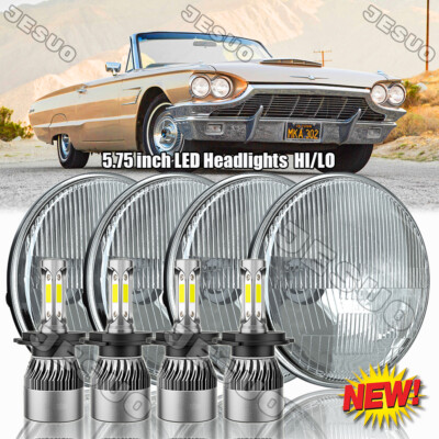 4pcs 5.75'' 5-3/4'' Black LED Headlights Hi Lo Beam fits Ford Thunderbird Torino