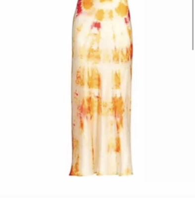 dannijo tie dye silk slip dress Dannijo Neon Dress Tie Dye Silk Slip Dress Sherbert Maxi Gown M